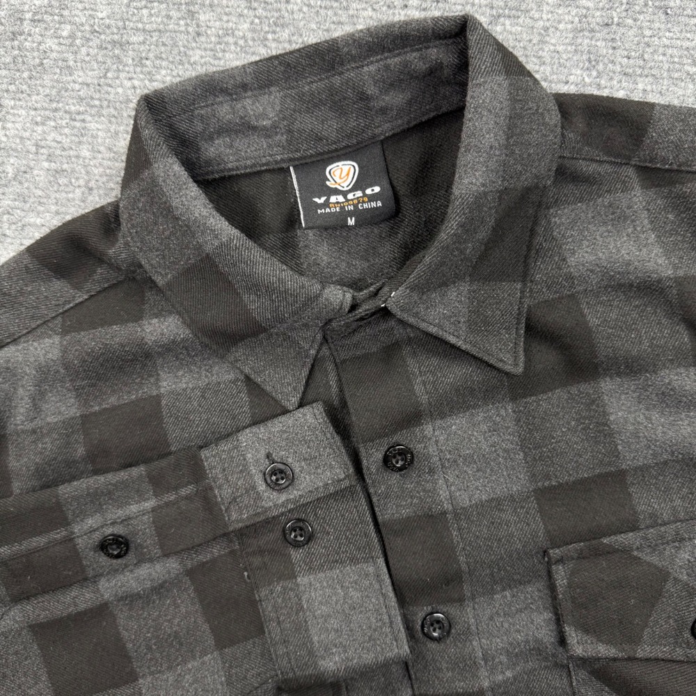 Yago Men's Quilted Lining Flannel‎ Shirt Long Sleeve Plaid Button Up Size Medium